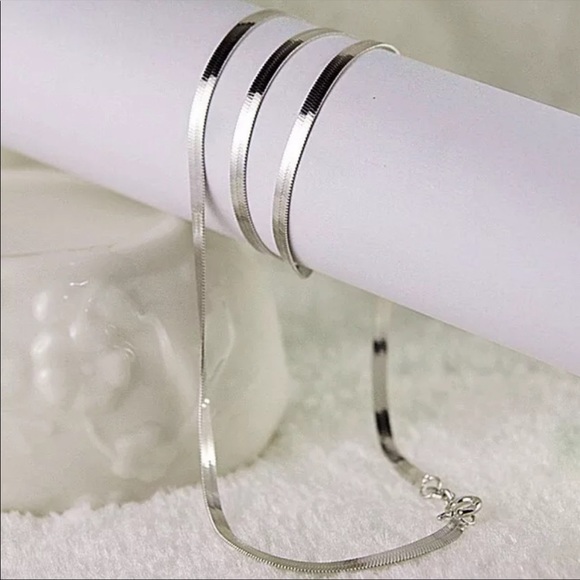 NEW 925 STERLING SILVER SNAKE FLATE NECKLACE, NICE NECKLACE, CUTE NECKLACE - Picture 3 of 7